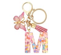 Porte-clés pour clés de voiture,Porte-clés de lettre initiale porte-clés pour voiture | avec papillon, porte-clés de voiture avec pendentif pour sac