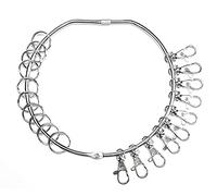 Porte-clés robuste en métal plaqué nickel avec 10 attaches pivotantes et 10 anneaux fendus - Grand diamètre de 150 mm à charnière avec fermoir à vis