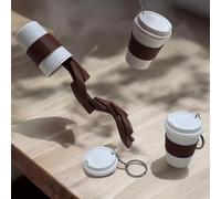 Porte-clés Tasse de café et de thé Anti-Renversement, Mini Tasse imprimée 3D, Jouet Fidget à Spirale Extensible, déco de Bureau sensorielle à Tenir en Main, Cadeau Farce Original, 4,4 x 4,4 x 5,9 cm