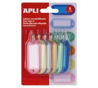 Porte-clés transparents de différentes couleurs, assortiment de 6 pièces.