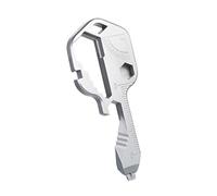 Porte-clés utilitaire multifonction pour la survie en plein air, tournevis à tête hexagonale, décapsuleur, perceuse, outil de coupe de fil, outil de mesure d'angle, ouvre-boîte, dénudage, clé à