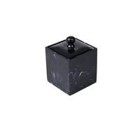 Porte-Coton en Résine Effet Marbre Noir pour Coton-Tige, Maison | Boîte de Rangement avec Couvercle Fixe, Style Moderne, pour Coton-tige et Cure-dent, Usage Domestique