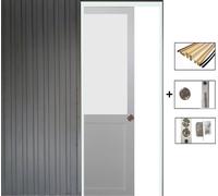 Porte Coulissant Athena Blanc H204 x L83 + Systeme a galandage et kit de finition inclus (serrure)