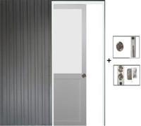 Porte Coulissant Athena Blanc H204 x L83 + Systeme a Galandage (sans kit finition, serrure)