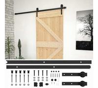 Porte Coulissante 80 x 210 cm Bois de Pin Massif | Rail superieur coulissant,acier enduit de poudre,design compact,optimisation de l'espace,entretien au chiffon humide