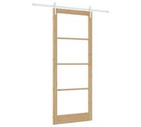 Porte Coulissante 93 x 232 cm Bois de Pin Massif et Verre | Usage intérieur uniquement, glissement silencieux, panneaux verre clair, cadre bois durable, design moderne