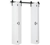 Porte coulissante à deux vantaux, 1524 x 2134 mm, portes coulissantes à deux vantaux en MDF pour placard, kit de quincaillerie inclus, conception à cadre en H peu encombrante, panneaux préassemblés po