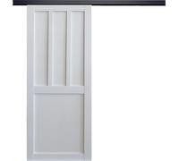 Porte Coulissante Atelier 2 panneaux blanc H204 x L73 + Rail Alu bandeau noir