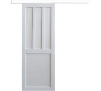 Porte Coulissante Atelier 2 panneaux blanc H204 x L83 Rail alu Bandeau Blanc