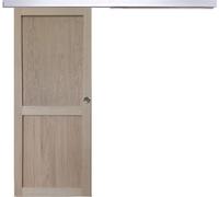 Porte Coulissante Atelier 2 Panneaux chene H204 x L73 + Rail Alu et Coquilles