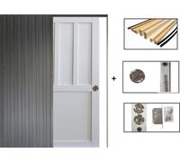 Porte Coulissante Atelier blanc 2 panneaux H204 x L73 + Système a galandage et kit de finition inclus (serrure)
