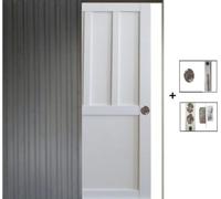 Porte Coulissante Atelier blanc 2 panneaux H204 x L73 + Systeme a Galandage (sans kit finition, serrure)