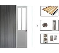 Porte Coulissante Atelier Blanc H204 x L73 + Système a Galandage et kit de finition inclus (serrure)