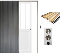 Porte Coulissante Atelier Blanc H204 x L83 + Systeme a Galandage et kit finition inclus (coquille et tire doigt)