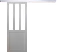 Porte Coulissante Atelier Blanc H204 x L93 + Rail Alu