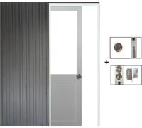 Porte Coulissante Atelier Blanc H204 x L93 sans meneau + Systeme a Galandage (sans kit finition, serrure)