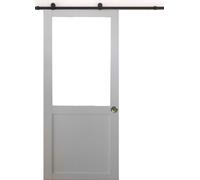 Porte Coulissante Atelier blanc sans meneau H204 x L93 + Rail a roulettes et Coquilles