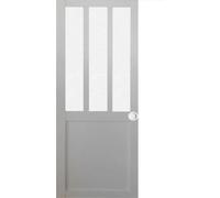 Porte Coulissante Atelier Blanc vitre depoli H204 x L73 et Coquilles blanc