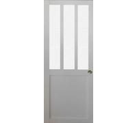 Porte Coulissante Atelier Blanc vitre depoli H204 x L83 et Coquilles