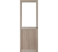 Porte Coulissante Atelier placage chene Vitree H204 x L73 et Coquilles
