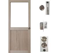 Porte Coulissante Atelier placage chene Vitree H204 x L73 + serrure a condamnation