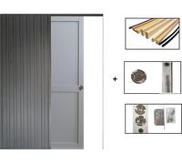 Porte Coulissante Athena RAL7035 2 Panneaux H204 x L73 + Systeme a Galandage et Kit finitions inclus (serrure)