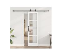 Porte coulissante vidaXL ORKDAL, blanche, 61 x 198,5 cm, en pin massif et verre