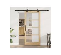 vidaXL Porte coulissante ORKDAL Naturel et noir 93 x 202 cm