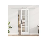 Porte coulissante vidaXL ORKDAL, blanche, 61 x 198,5 cm, en pin massif et verre