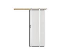 Vente-unique - Porte coulissante avec systéme à galandage - aluminium et verre trempé dépoli - H205 x L93 cm - LINCI II
