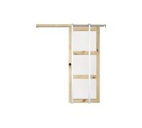 Porte coulissante avec système à galandage en bois et verre trempé - 3 fenêtres - H205 x L93 cm - ACOSTA II