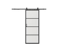 Porte coulissante avec système en applique - aluminium et verre trempé dépoli - H205 x L73 cm - SINCA II