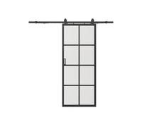 Porte coulissante avec système en applique - aluminium et verre trempé dépoli - H205 x L73 cm - WILDEN II