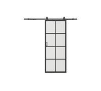 Vente-unique - Porte coulissante avec systéme en applique - aluminium et verre trempé - H205 x L83 cm - WILDEN II