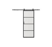 Porte coulissante avec système en applique - aluminium et verre trempé transparent - H205 x L93 cm - SINCA II