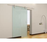 Porte coulissante avec système en applique CLEAVER - H205 x L83 cm - Verre trempé dépoli