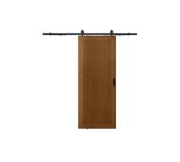 Porte coulissante avec système en applique en MDF et bois - naturel foncé - H205 x L83 cm - SANDORA