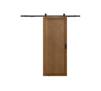 Porte coulissante avec système en applique en MDF et bois - naturel foncé - H205 x L83 cm - SANDORA