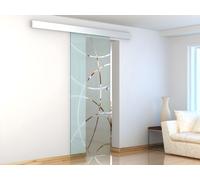 Porte coulissante avec système en applique H205 x L83 cm - Verre trempé dépoli - HEIDI