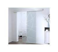 Porte coulissante avec système en applique H205 x L93 cm - Verre trempé dépoli - HEIDI