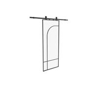 Porte coulissante avec système en applique style verrière - aluminium et verre trempé - H204 x L83 cm - Noir - CLOSIDA