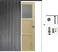 Porte Coulissante Ayous 2 Panneaux + 1 Vitrage H204 x L73 + Systeme a Galandage (sans kit finition)