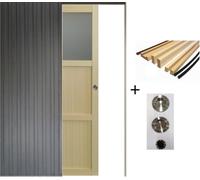 Porte Coulissante Ayous 2 Panneaux + 1 Vitrage H204 x L83 + Systeme de Galandage et kit finition inclus (coquille et tire doigt)