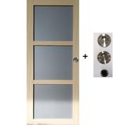 Porte Coulissante Ayous 3 Panneaux Gris RAL 7035 H204 x L73 + coquilles et tire doigt