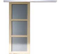 Porte Coulissante Ayous 3 Panneaux Gris RAL 7035 H204 x L73 + Rail Alu