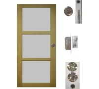 Porte Coulissante Ayous 3 Panneaux Gris RAL 7035 H204 x L73 + serrure a condamnation