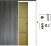 Porte Coulissante bois Ayous 3 Panneaux H204 x L93 + Systeme a Galandage (sans kit finition, serrure)