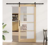 vidaXL Porte coulissante blanche 93 x 202 cm en pin massif et verre