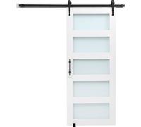 Porte coulissante de grange avec kit de quincaillerie 914 x 2134 mm Panneau MDF Verre dépoli