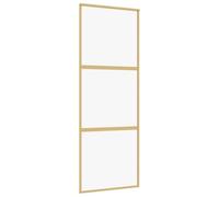 Porte Coulissante Doré 76x205 cm Verre ESG Clair et Aluminium | Verre transparent, cadre aluminium, butoir de porte, mécanisme tampon, design fin, aspect moderne et minimaliste